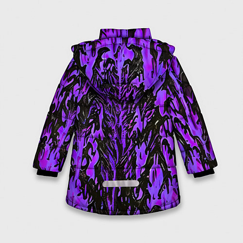 Зимняя куртка для девочки Демонический доспех фиолетовый / 3D-Красный – фото 2