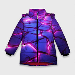 Куртка зимняя для девочки Неоновые фиолетовые камни со свечением, цвет: 3D-красный