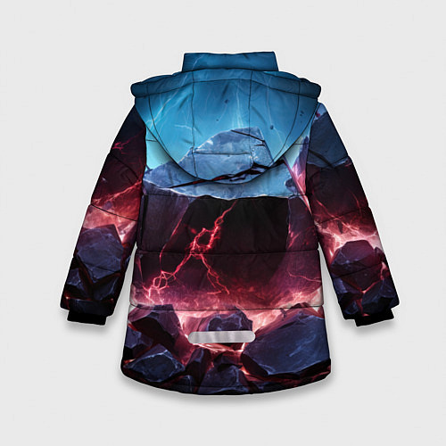 Зимняя куртка для девочки Разлом больших камней / 3D-Красный – фото 2