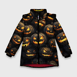 Зимняя куртка для девочки Зловещие хэллоуинские тыквы