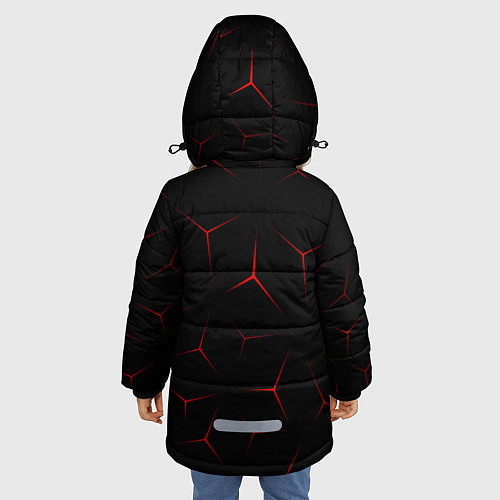 Зимняя куртка для девочки Красный кибер узор / 3D-Светло-серый – фото 4