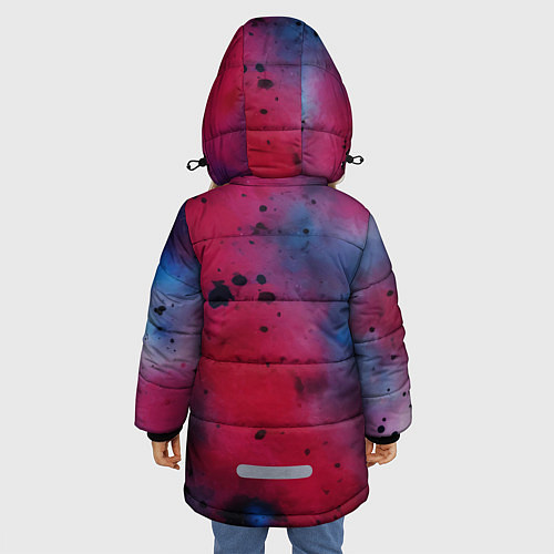 Зимняя куртка для девочки Акварельные брызги в розовом / 3D-Светло-серый – фото 4