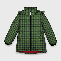 Куртка зимняя для девочки Зеленая клетка классика, цвет: 3D-красный