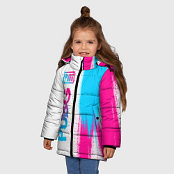 Куртка зимняя для девочки PUBG neon gradient style по-вертикали, цвет: 3D-черный — фото 2