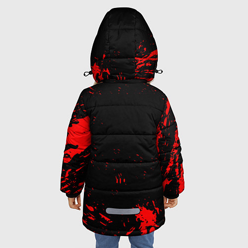 Зимняя куртка для девочки BMW красные краски на чёрном / 3D-Светло-серый – фото 4