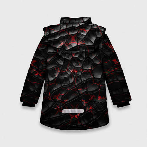 Зимняя куртка для девочки Трещины черные / 3D-Красный – фото 2