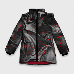 Куртка зимняя для девочки Брызги краски и вода, цвет: 3D-красный