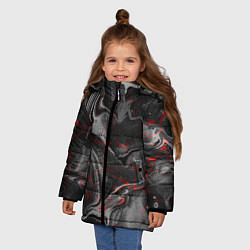 Куртка зимняя для девочки Брызги краски и вода, цвет: 3D-красный — фото 2