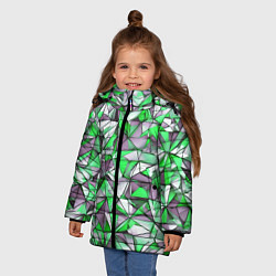 Куртка зимняя для девочки Маленькие зелёные треугольники, цвет: 3D-красный — фото 2