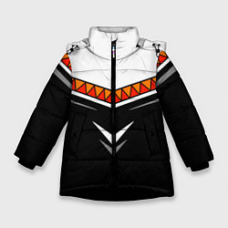 Куртка зимняя для девочки Индейские мотивы в наши дни, цвет: 3D-черный