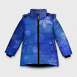 Куртка зимняя для девочки Декоративные снежинки на фиолетовом, цвет: 3D-черный