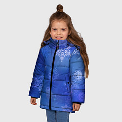 Куртка зимняя для девочки Декоративные снежинки на фиолетовом, цвет: 3D-черный — фото 2