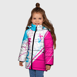 Куртка зимняя для девочки Doom neon gradient style вертикально, цвет: 3D-черный — фото 2