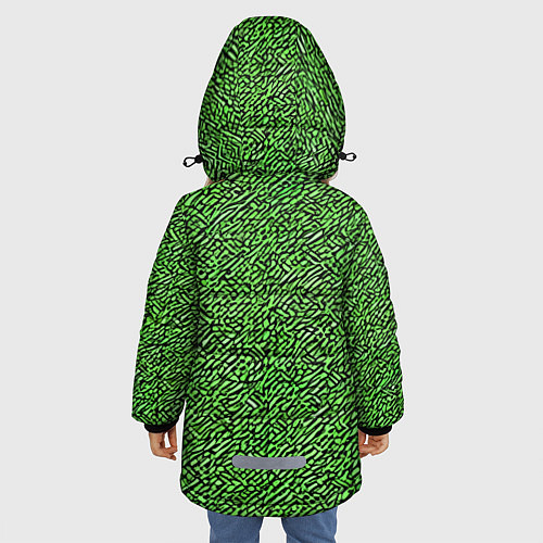 Зимняя куртка для девочки Чёрные и зелёные мазки / 3D-Светло-серый – фото 4