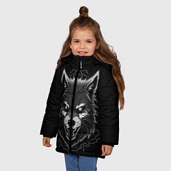 Куртка зимняя для девочки Серый хищник, цвет: 3D-черный — фото 2