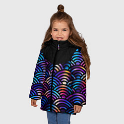 Куртка зимняя для девочки Чёрный берег и рябь на волнах, цвет: 3D-светло-серый — фото 2