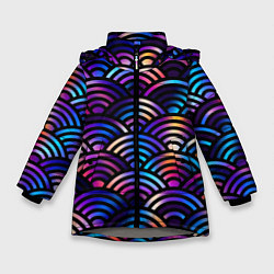 Зимняя куртка для девочки Разноцветные волны-чешуйки