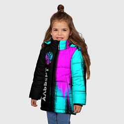 Куртка зимняя для девочки Альберт и неоновый герб России по-вертикали, цвет: 3D-черный — фото 2
