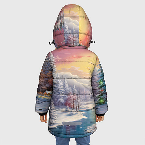 Зимняя куртка для девочки Сказочное сияние нового года / 3D-Светло-серый – фото 4
