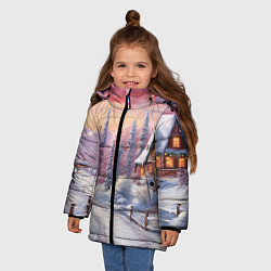 Куртка зимняя для девочки Волшебное сияние новогодних огней, цвет: 3D-красный — фото 2