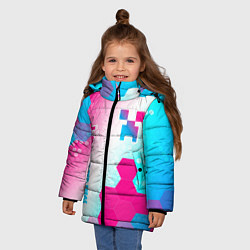 Куртка зимняя для девочки Minecraft neon gradient style вертикально, цвет: 3D-черный — фото 2