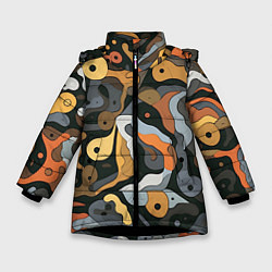 Куртка зимняя для девочки Пятна необычной формы, цвет: 3D-черный