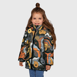 Куртка зимняя для девочки Пятна необычной формы, цвет: 3D-черный — фото 2