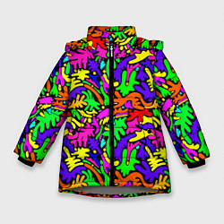 Зимняя куртка для девочки Яркие цветные каракули