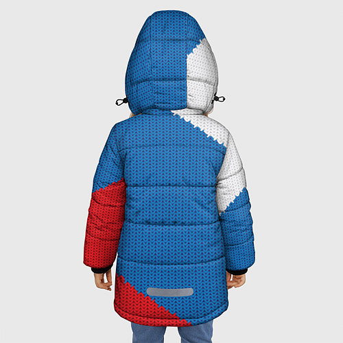 Зимняя куртка для девочки Белый синий красный вязаный фон / 3D-Светло-серый – фото 4