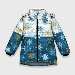 Куртка зимняя для девочки Снежинки новогодние, цвет: 3D-светло-серый