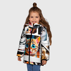 Куртка зимняя для девочки Котики фото, цвет: 3D-черный — фото 2