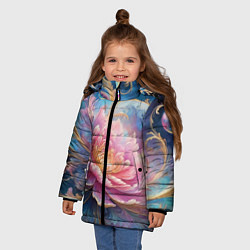 Куртка зимняя для девочки Цветок в космосе, цвет: 3D-черный — фото 2