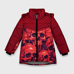 Зимняя куртка для девочки Расплавленные красные черепа