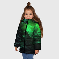 Куртка зимняя для девочки Глубина зеленого абстракции, цвет: 3D-светло-серый — фото 2