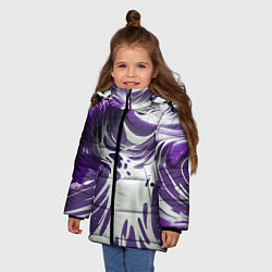 Куртка зимняя для девочки Бело-фиолетовая краска, цвет: 3D-черный — фото 2