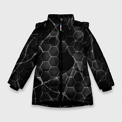 Куртка зимняя для девочки Чёрные соты, цвет: 3D-черный