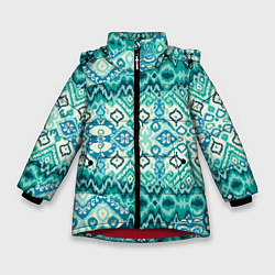 Куртка зимняя для девочки Орнамент узбекского народа - икат, цвет: 3D-красный