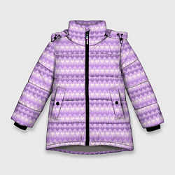 Куртка зимняя для девочки Геометрический узор с сердцами, цвет: 3D-светло-серый