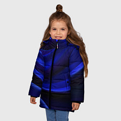 Куртка зимняя для девочки Темная синяя абстракция, цвет: 3D-черный — фото 2