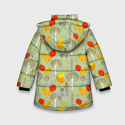 Зимняя куртка для девочки Лисы в лесу / 3D-Красный – фото 2