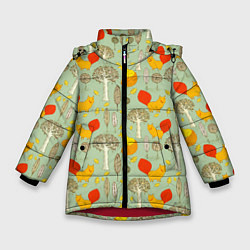 Куртка зимняя для девочки Лисы в лесу, цвет: 3D-красный