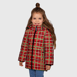 Куртка зимняя для девочки Новогодняя клетка, цвет: 3D-светло-серый — фото 2