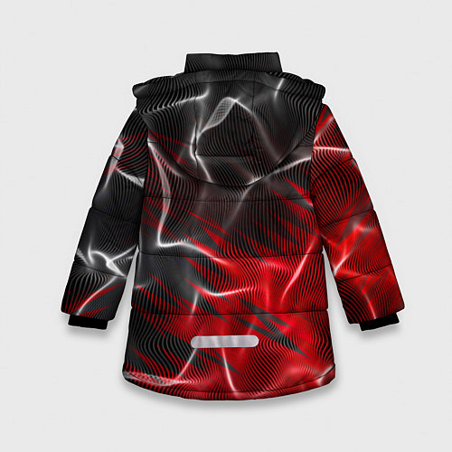 Зимняя куртка для девочки Дым и красные текстуры / 3D-Красный – фото 2