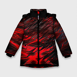 Куртка зимняя для девочки Черно красные текстуры, цвет: 3D-черный
