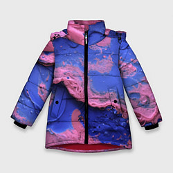 Зимняя куртка для девочки Розовая пена на синей краске