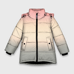 Куртка зимняя для девочки Персиковый и серый градиент, цвет: 3D-черный