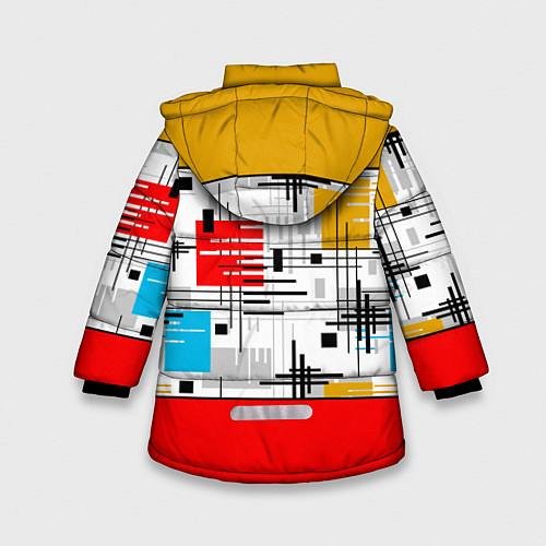 Зимняя куртка для девочки Узор красного горчичного цвета / 3D-Красный – фото 2