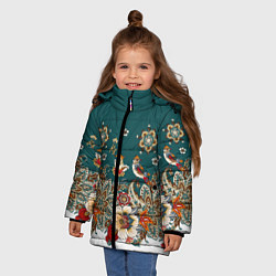 Куртка зимняя для девочки Индийский орнамент с птицами, цвет: 3D-красный — фото 2