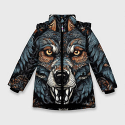 Зимняя куртка для девочки Дикий волк с узорами
