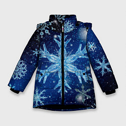 Зимняя куртка для девочки Новогодние снежинки кружатся